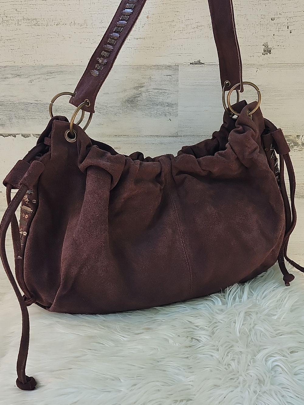 VTG NWOT SPIEGEL BROWN SUEDE HOBO SHOULDER BAG